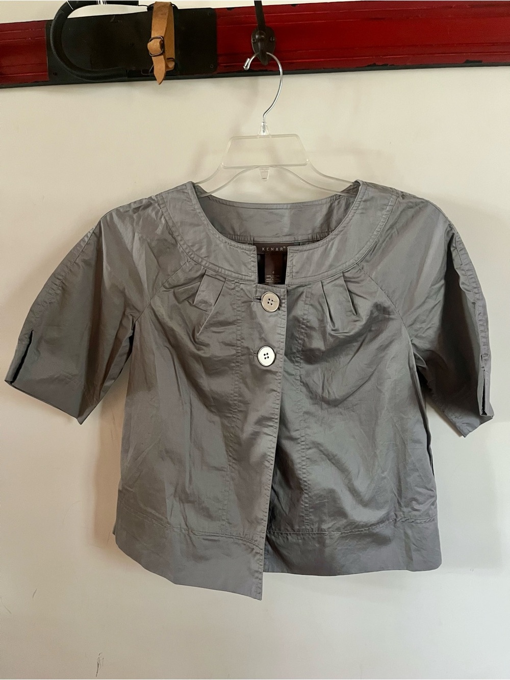 Kenar Light Gray Short-Sleeve Button Front Top 100% cotton